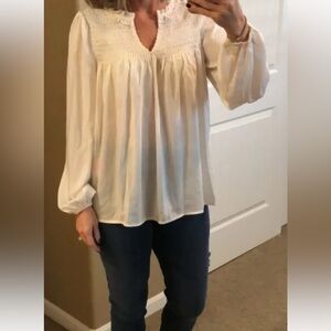 Knox Rose Cream Ruffled Blouse